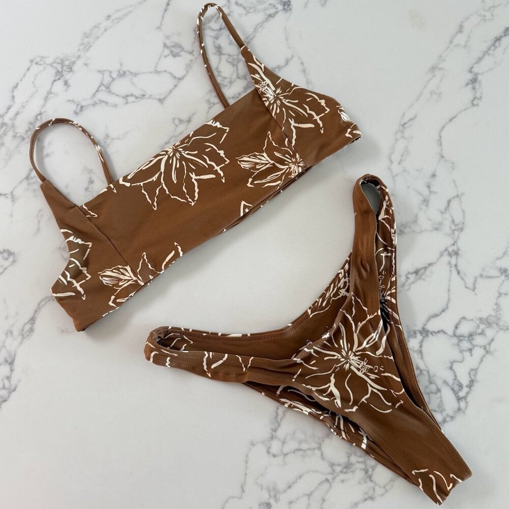 Stone Fox Swim Brown Floral Bikini Set